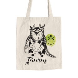 Αστείες Γάτες Ζώδια - Ταύρος (Τσάντα  Αγοράς)